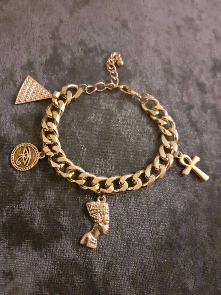Egyptian Charm Bracelet Handmade Adjustable in Gold or Silver Etsy