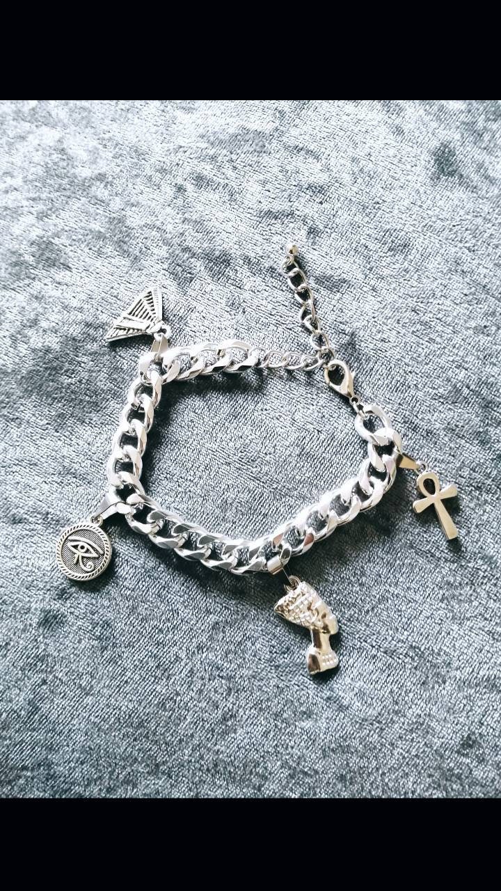 Egyptian Charm Bracelet Handmade Adjustable in Gold or Silver Etsy