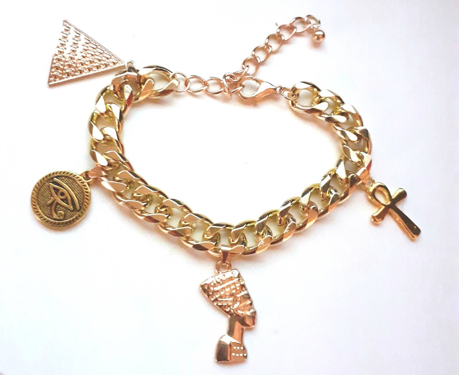 Egyptian Charm Bracelet Handmade Adjustable in Gold or Silver Etsy