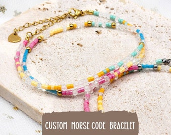 Custom Morse Code Bracelet - Beaded Bracelet - Personalized Morse Code Bracelet- Hidden Message Bracelet - Double Wrap Layer Bead Bracelet