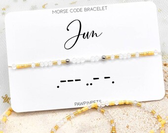 Personalized Name Morse Code Bracelet, Friendship KPOP Bracelet Jewelry, Hidden Message Bracelet - Carat Bias Beaded Bracelet -