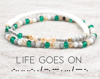 Life Goes On Morse Code Bracelet Set - Kpop Bracelet Jewelry - Hidden Message - Secret Message - Subtle Gift