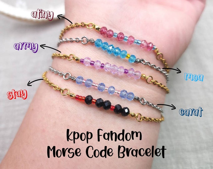 Kpop Bracelet - Fandom Morse Code Bracelet - kpop Beaded Bracelet- Kpop Concert Jewelry - Atiny - Army - Stay - Carat - Moa