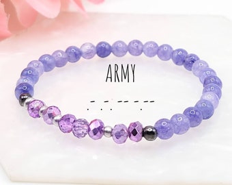 KPOP Army Fandom Morse Code Bracelet - ARMY Kpop Fan Beaded Bracelet - Stretchable Long Lasting -  Gift for Army