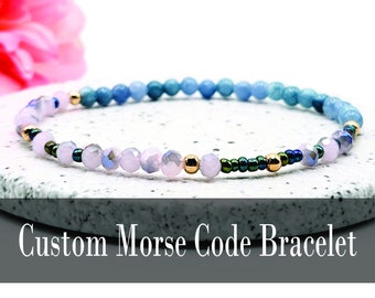 Custom Morse Code Bracelet - Morse Code Beaded Bracelet - Personalized Bead Bracelet - Gift for Her - Customized Jewelry