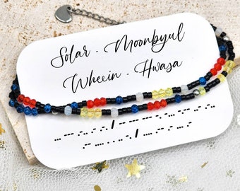 OT4 Moomoo Bias Name Morse Code Bracelet - KPOP Bracelet Bracelet - Gift for Moomoo - KPop Concert - Double Layer Bead Bracelet