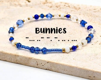 NJ Bunnies Morse Code Bracelet - KPOP Beaded Bracelet - Personalized Morse Code Bracelet- Hidden Message Bracelet