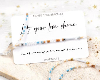 Let Your Love Shine Morse Code Bracelet - Kpop Beaded Bracelet - Gift for Carat- Subtle Kpop Bracelet - Double Wrap Layer Bead Bracelet -