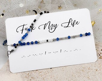 Fuck My Life Morse Code Bracelet - KPOP Wrap Bracelet Bracelet - Gift for Carat- KPop Concert - Double Layer Bead Bracelet