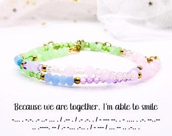 I am able to smile Morse Code Bracelet - Smile Flower Inspired KPOP Bracelet - Subtle Jewelry - Carat Bracelet - Beaded Bracelet