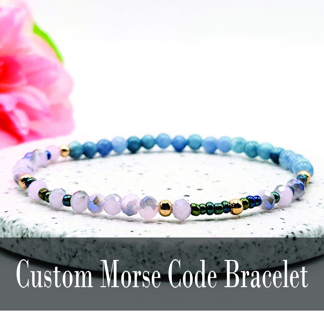 Custom Morse Code Bracelet - Morse Code Beaded Bracelet - Personalized ...
