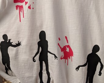 Women's XL Halloween Zombie Attack Graphic Tee