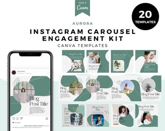 Aurora Instagram Carousel Template, Canva Posts (20 Templates)