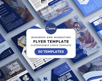Business Flyer Canva Template: 50 Editable Marketing Designs (Digital Download)