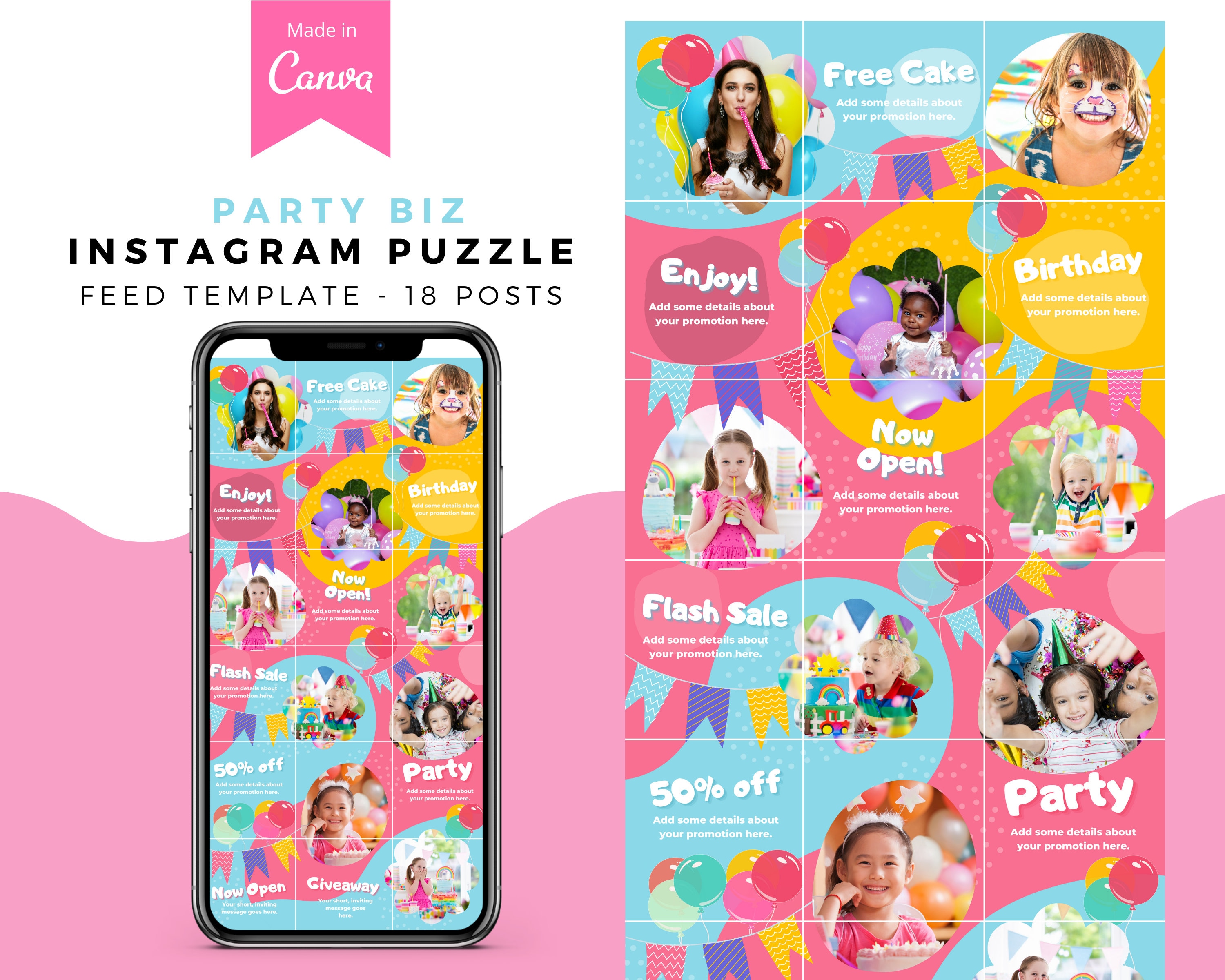 Party Biz Canva Instagram Puzzle Feed Template Instagram 18 - Etsy
