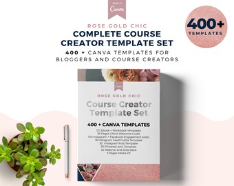 Rose Gold Chic Template Bundle, Ebook Workbook Social Media Kit