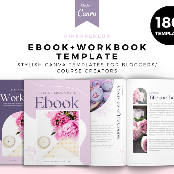 Workbook Canva Template, Ebook template, Pinkpreneur, Canva Template, Checklist, Course Workbook
