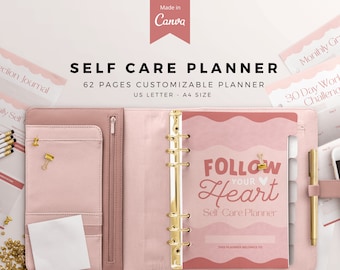 Self-Care Planner Canva Templates, Wellness, Gratitude (Digital Download)