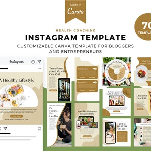 Health Coaching Instagram Templates for Canva, Canva Template, Health Coach Instagram Template, Coach Instagram Post, Health Coaching
