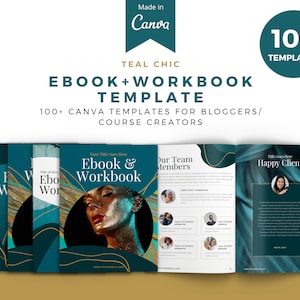 Teal Chic Workbook Canva Template, Workbook template, DIY Canva Template, Checklist, Course Workbook, Ebook, Ebook Canva Template