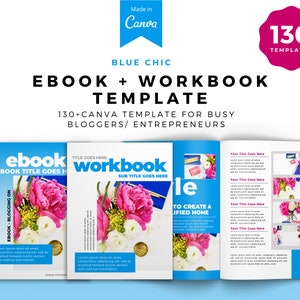 Blue Chic Workbook Canva Template, Workbook template, DIY Canva Template, Checklist, Course Workbook, Ebook, Ebook Canva Template