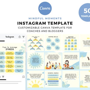 Mindful Moments Kit Instagram Template, Canva Template, Life Coach Instagram Template, Coach Instagram Post, Life Coaching