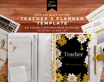 Leraar planner sjabloon, Canva sjabloon, DIY planner sjabloon, Canva, maandkalender, afdrukbare planner, maandelijkse planner
