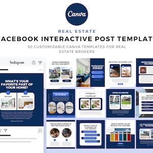 Real Estate - Interactive Polls Facebook Post, Engagement Posts for Facebook Group, Interactive Games, Canva Templates