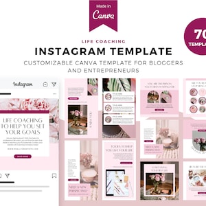 Life Coaching Instagram Templates for Canva, Canva Template,Coach Instagram Template, Coaching Business, Coach Instagram Post,