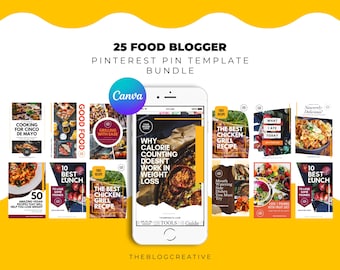 Food Blogger Pinterest Templates for Canva. Food Pinterest Graphics,Ready Made, Social Media Templates, Pinterest, Pinterest Marketing