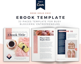 E-boek met roségoud chique canvassjabloon. eBook-sjabloon voor loodmagneetcanva. Canva-sjabloon. Blogger-sjabloon. Gratis online cursus voor aanmelden
