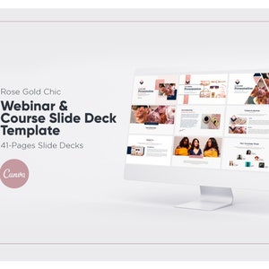 Rose Gold Chic 41 páginas Creador de cursos, Plataforma de diapositivas de seminarios web, Plantilla de plataforma de diapositivas, Plataforma de diapositivas, Plantilla de seminario web, Plantillas Canva, Oro rosa