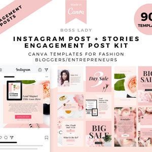 Boss Lady, Plantillas de publicaciones de Instagram, Blanco y negro, Plantilla de historia de Instagram, Plantillas de portada destacadas de Instagram para Canva