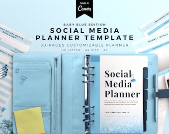 Editable Social Media Planner Template - Customizable Canva Monthly Planner For Content Creation