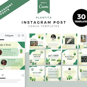 Canva Template Instagram Product, Green Instagram Post Templates for Business, Editable Social Media Content, Customizable Feed for Bloggers