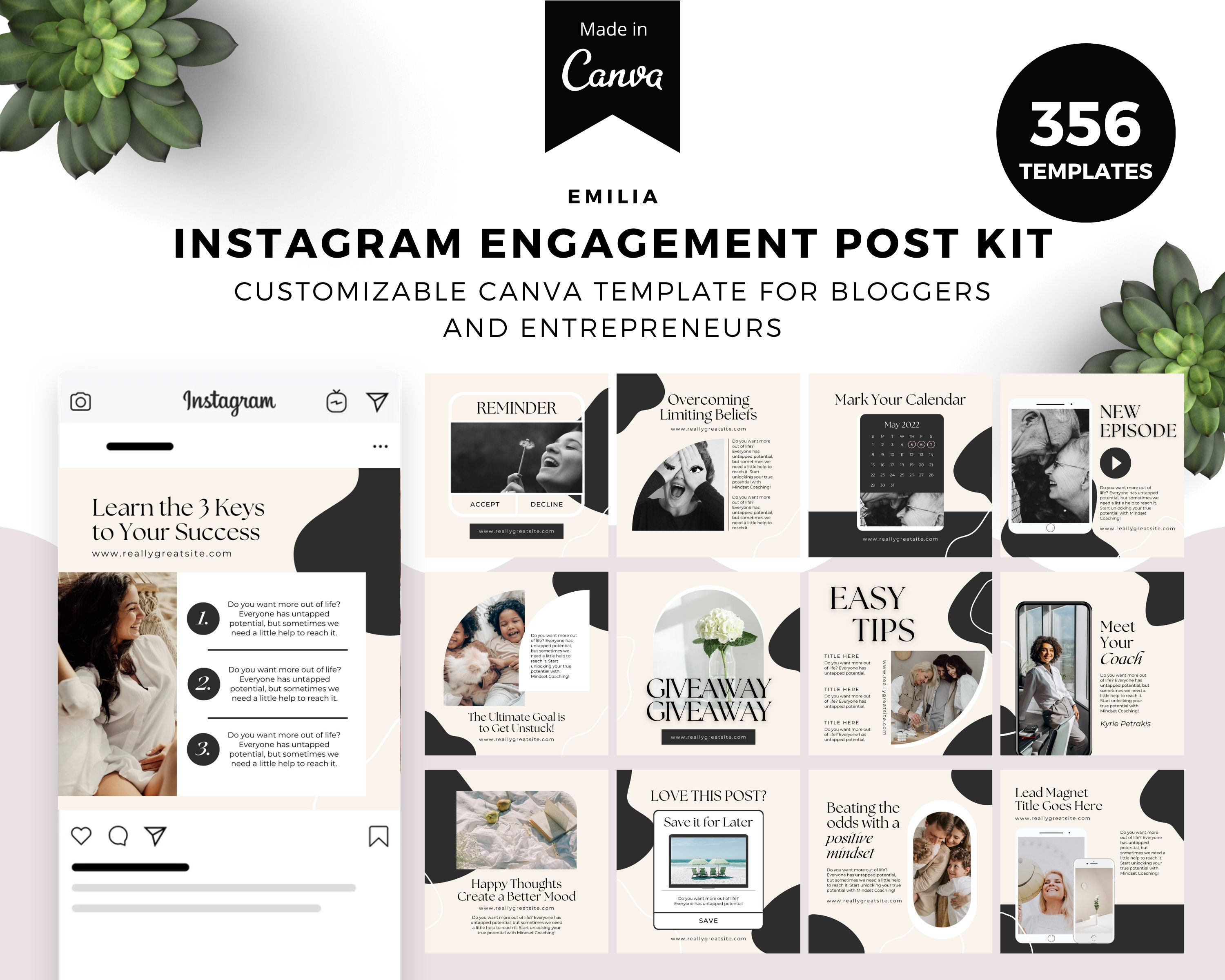 Coaching Instagram Canva Templates, Engagement Posts - Etsy