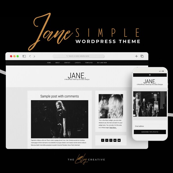 Jane (Simple) - Feminine WordPress Theme - Genesis Child Theme - SEO - Responsive - Blog - Slider