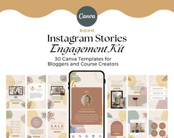 Canva Template Social Media Product For Instagram Stories, Editable Engagement Templates For Small Businessn