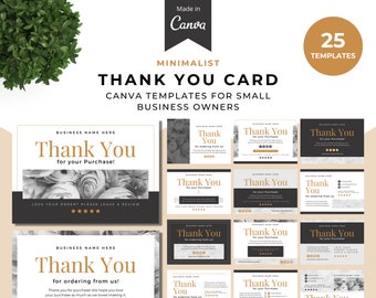 Minimalist Thank You Card For Business - Canva Template, Editable Insert, Small Appreciation Card Designs