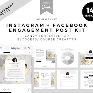 MINIMALIST Instagram and Facebook Engagement Post for Coaches and course creators, Canva templates
