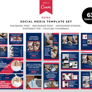 Modelli Instagram/Modelli per social media blu e rosa/Modelli Coach Canva/Modelli di post e storie di Instagram/Modelli FB