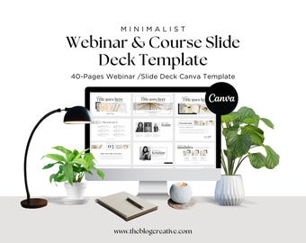 Minimalistyczny zestaw slajdów Canva Webinar — profesjonalny szablon prezentacji — slajdy Course Creator — dostosowywalny projekt