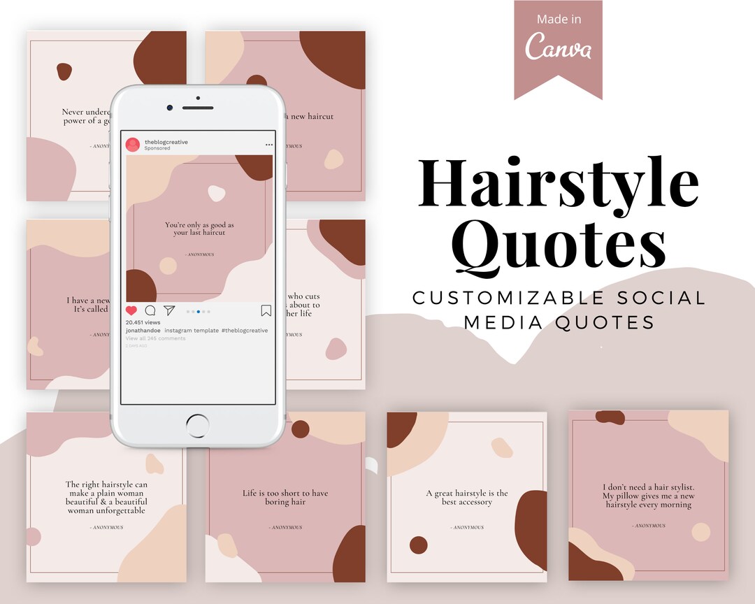 Hairstyle Quotes Social Media Templates, Customizable Canva Templates ...