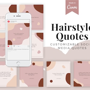 Canva Instagram Business Post Template, Hairstylist Social Media Kit, Hair Salon Marketing, Hairdresser Quotes, Beauty Content