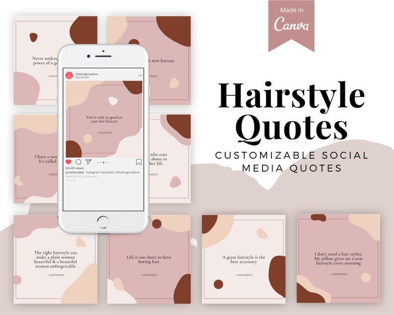 Hairstyle Quotes Social Media Templates, Customizable Canva Templates ...