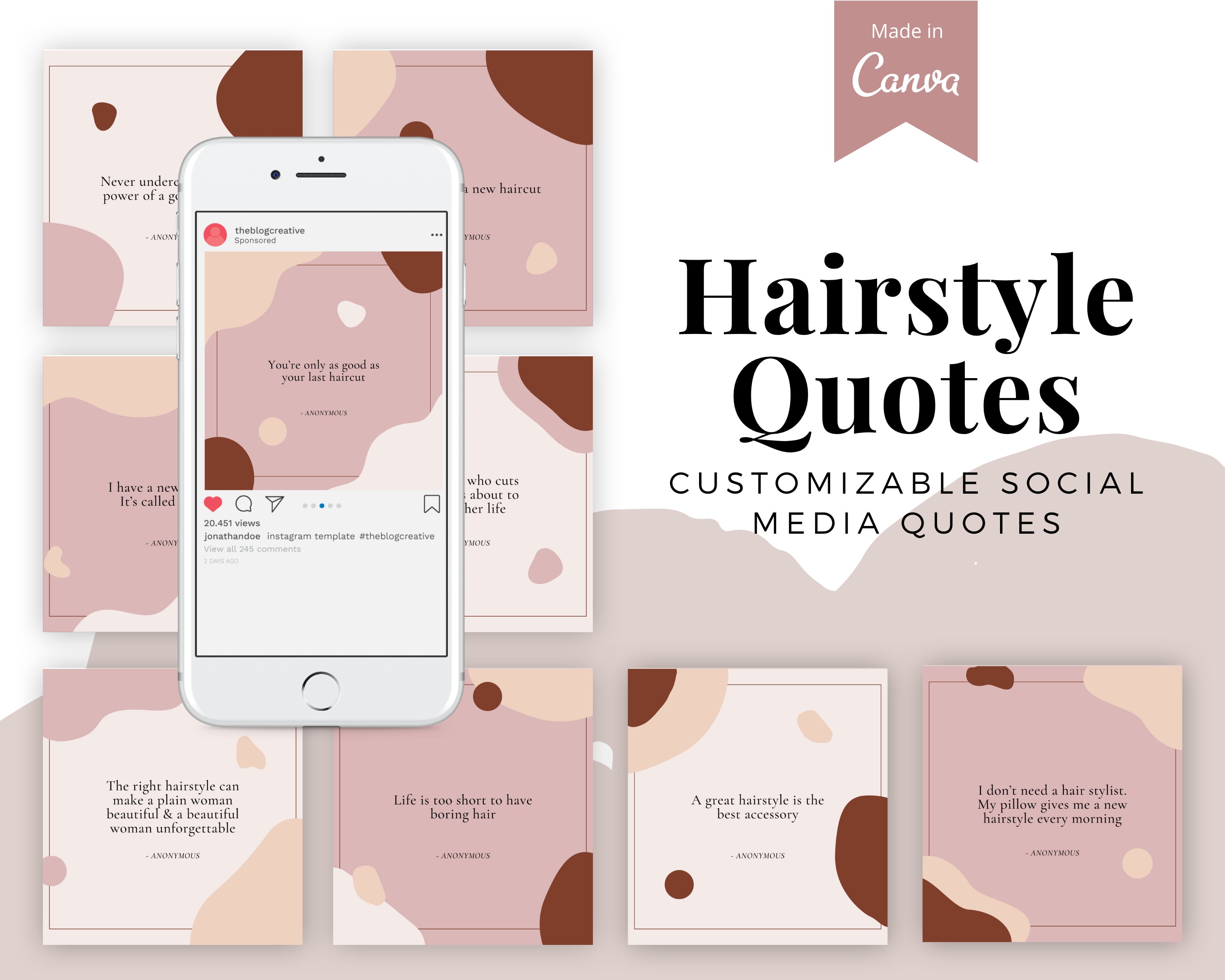 Hairstyle Quotes Social Media Templates, Customizable Canva Templates ...