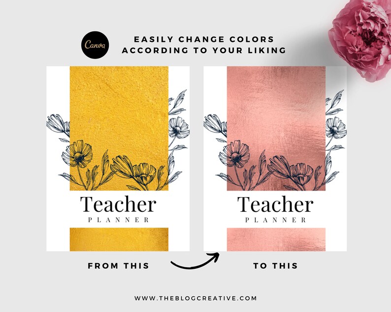 Teacher Planner Template Canva Template DIY Planner Etsy