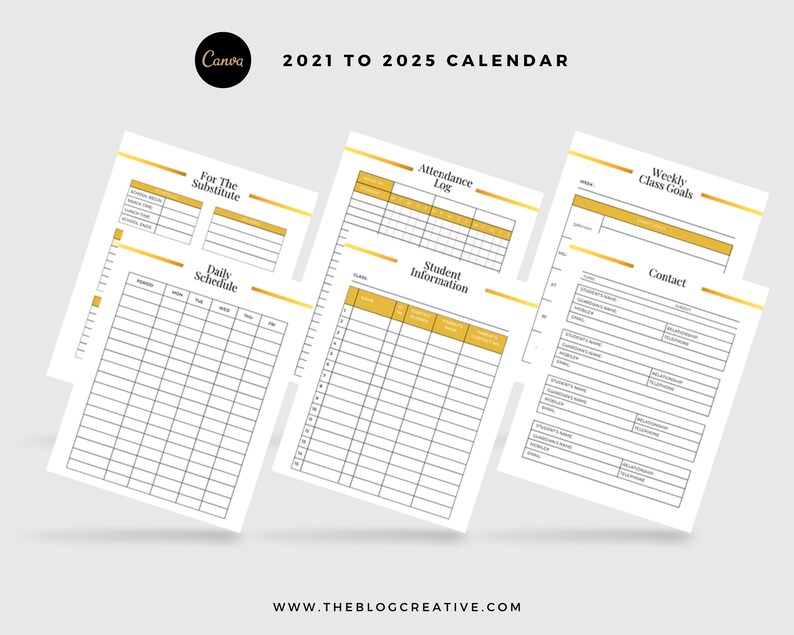 Teacher Planner Template Canva Template DIY Planner Etsy