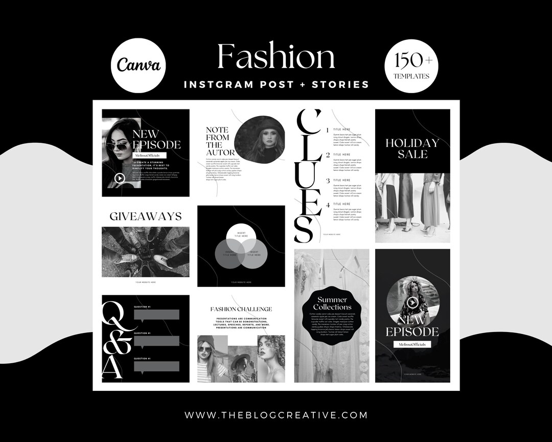 Fashion Instagram Templates, Black and White Engagement (canva ...