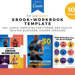 Fit and happy Workbook Canva Template, Workbook template, DIY Canva Template, Checklist, Course Workbook, Ebook, Ebook Canva Template